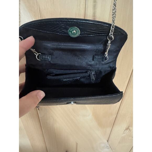 Stella Page | Black Leather Silver Hardware Red Sparkle Decoupage Chain Purse - Picture 9 of 13